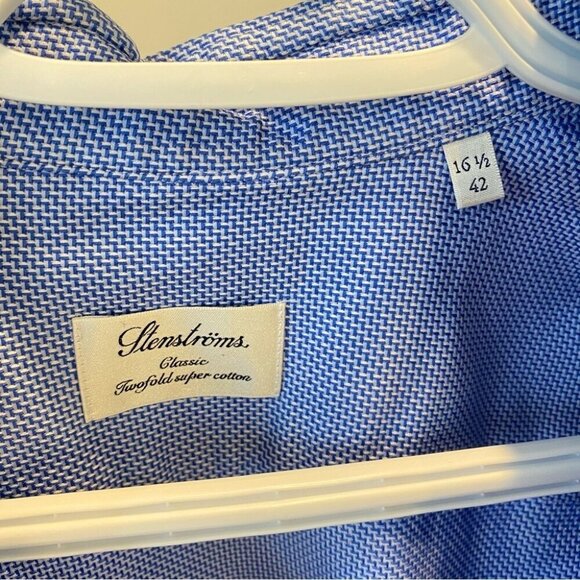 Stenstroms Classic Two-Fold Men’s 100% Cotton Blue Button Down 16.5 / 42 - Picture 6 of 16